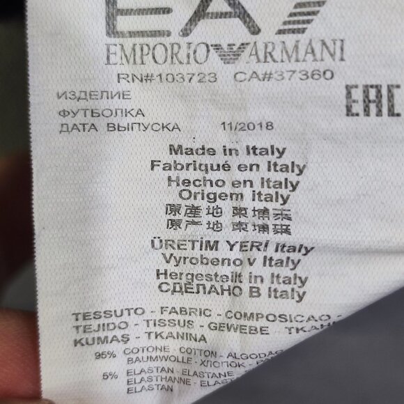 Emporio Armani EA7 T-shirt men's size M black with graphic design - Picture 7 of 9